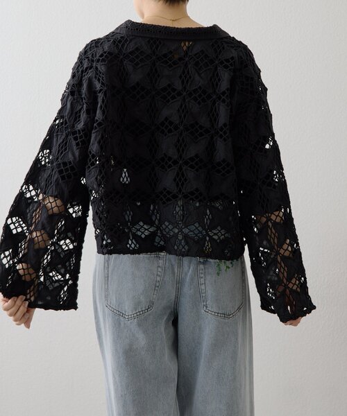 ear PAPILLONNER（イアパピヨネ）の「インドレースシャツカーデ【SUM1 STYLE】（シャツ/ブラウス・レディース・ホワイト/ブラック・FREE）」の12枚目の写真