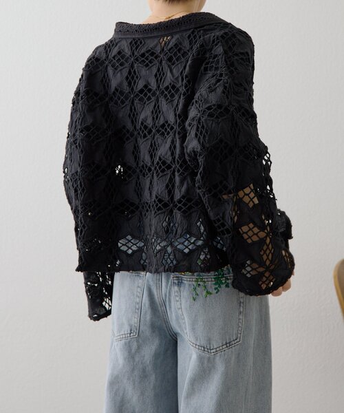 ear PAPILLONNER（イアパピヨネ）の「インドレースシャツカーデ【SUM1 STYLE】（シャツ/ブラウス・レディース・ホワイト/ブラック・FREE）」の13枚目の写真