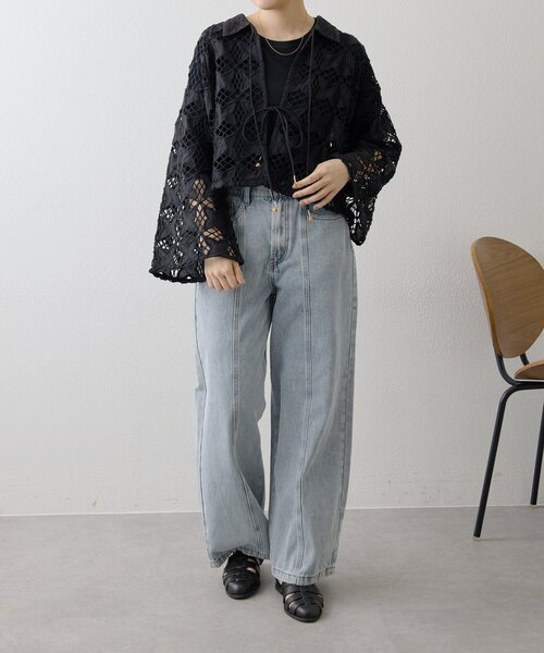 ear PAPILLONNER（イアパピヨネ）の「インドレースシャツカーデ【SUM1 STYLE】（シャツ/ブラウス・レディース・ホワイト/ブラック・FREE）」の14枚目の写真