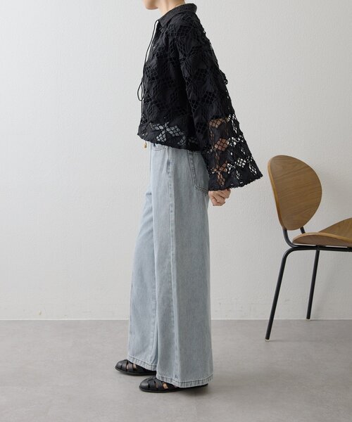 ear PAPILLONNER（イアパピヨネ）の「インドレースシャツカーデ【SUM1 STYLE】（シャツ/ブラウス・レディース・ホワイト/ブラック・FREE）」の15枚目の写真