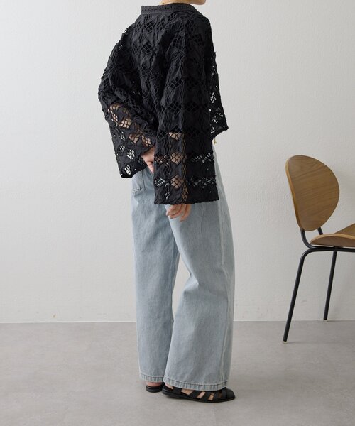 ear PAPILLONNER（イアパピヨネ）の「インドレースシャツカーデ【SUM1 STYLE】（シャツ/ブラウス・レディース・ホワイト/ブラック・FREE）」の18枚目の写真