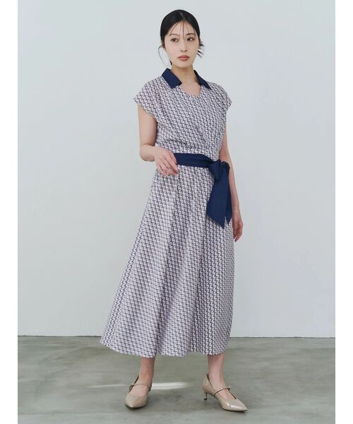Tモノグラムカシュクールフレンチワンピース