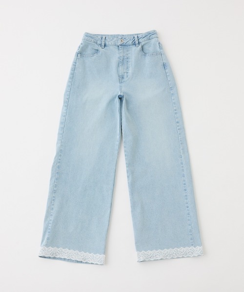 one after another NICE CLAUP(ワンアフターアナザーナイスクラップ)の「【サイズ展開あり】レースポケットワイドパンツ(デニムパンツ・レディース・ブルー/ライトブルー・MEDIUM/SMALL)」の2枚目の写真