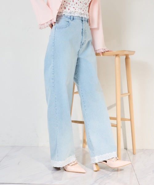 one after another NICE CLAUP(ワンアフターアナザーナイスクラップ)の「【サイズ展開あり】レースポケットワイドパンツ(デニムパンツ・レディース・ブルー/ライトブルー・MEDIUM/SMALL)」の17枚目の写真