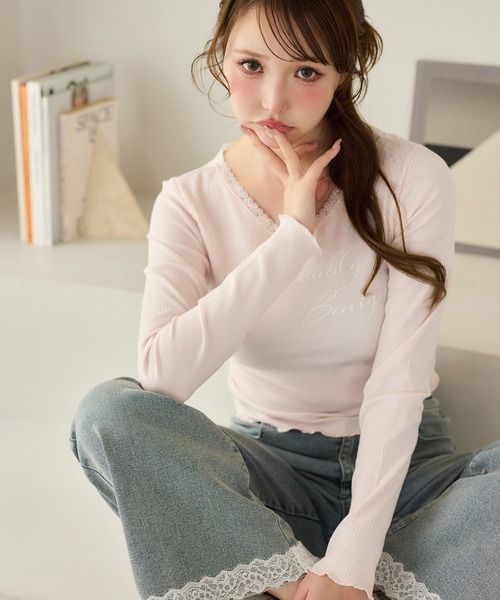 サイズ展開あり】レースポケットワイドパンツ（デニムパンツ）｜one