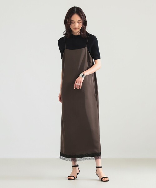 Demi-Luxe BEAMS（デミルクス ビームス）の「リバーレース キャミソール ワンピース（ワンピース・レディース・チャコールグレー/ブラウン・ONE SIZE）」の2枚目の写真
