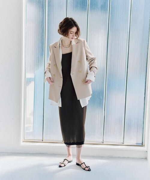 Demi-Luxe BEAMS（デミルクス ビームス）の「リバーレース キャミソール ワンピース（ワンピース・レディース・チャコールグレー/ブラウン・ONE SIZE）」の3枚目の写真