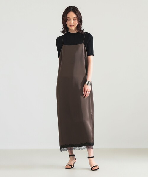 Demi-Luxe BEAMS（デミルクス ビームス）の「リバーレース キャミソール ワンピース（ワンピース・レディース・チャコールグレー/ブラウン・ONE SIZE）」の8枚目の写真