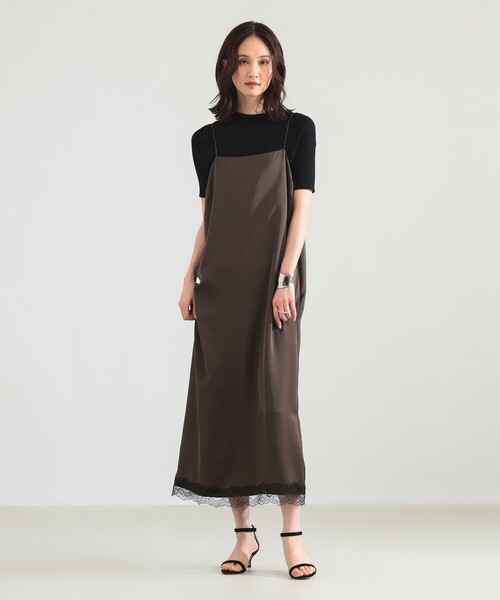 Demi-Luxe BEAMS（デミルクス ビームス）の「リバーレース キャミソール ワンピース（ワンピース・レディース・チャコールグレー/ブラウン・ONE SIZE）」の9枚目の写真