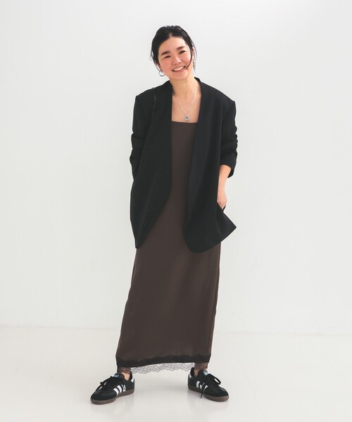 Demi-Luxe BEAMS（デミルクス ビームス）の「リバーレース キャミソール ワンピース（ワンピース・レディース・チャコールグレー/ブラウン・ONE SIZE）」の11枚目の写真