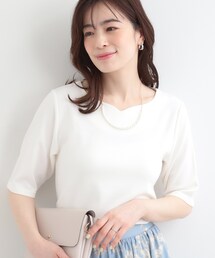 SHOO・LA・RUE | 【ネックアソート】裏ひんやりテレコ5分袖トップス(Tシャツ/カットソー)