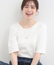 SHOO・LA・RUE | 【ネックアソート】裏ひんやりテレコ5分袖トップス(Tシャツ/カットソー)