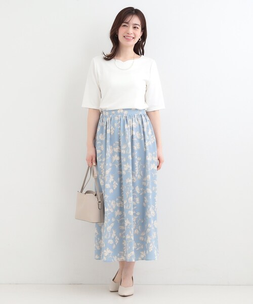 SHOO・LA・RUE(シューラルー)の「【ネックアソート】裏ひんやりテレコ5分袖トップス(Tシャツ/カットソー・レディース・ブラック系/ブラック系1/ホワイト系1/ホワイト系2・01/02/03/04)」の7枚目の写真