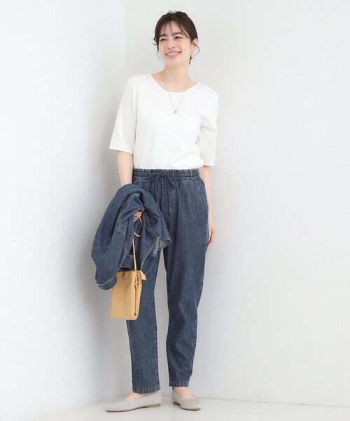 SHOO・LA・RUE(シューラルー)の「【ネックアソート】裏ひんやりテレコ5分袖トップス(Tシャツ/カットソー・レディース・ブラック系/ブラック系1/ホワイト系1/ホワイト系2・01/02/03/04)」の17枚目の写真