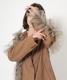 Floran（フローラン）の「ストライプ チュールシャツジャケット（テーラードジャケット）」