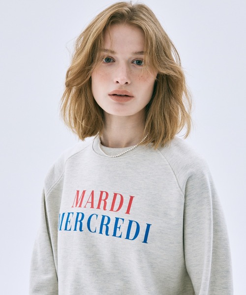 Mardi Mercredi（マルディメクルディ）の「SWEATSHIRT RAGLAN LA TYPO FRANCAISE / スウェットシャツ ラグラン ラ タイポ フランセーズ（スウェット・レディース・オートミール・FREE）」の2枚目の写真
