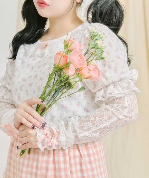 kutir(クティール)の「【クティールとレトロ】リボンレースアームウォーマーSET花柄カットソー(Tシャツ/カットソー・レディース・ブルー/ライトピンク/ライトグリーン・FREE)」の17枚目の写真