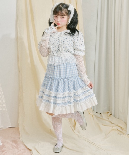 kutir(クティール)の「【クティールとレトロ】リボンレースアームウォーマーSET花柄カットソー(Tシャツ/カットソー・レディース・ブルー/ライトピンク/ライトグリーン・FREE)」の7枚目の写真