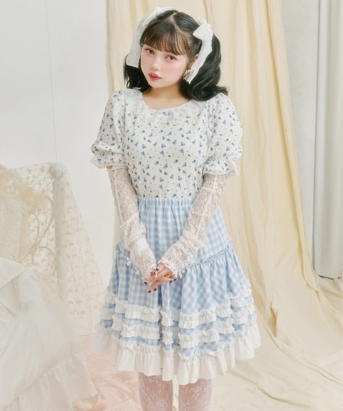 kutir(クティール)の「【クティールとレトロ】リボンレースアームウォーマーSET花柄カットソー(Tシャツ/カットソー・レディース・ブルー/ライトピンク/ライトグリーン・FREE)」の8枚目の写真