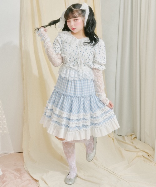 kutir(クティール)の「【クティールとレトロ】リボンレースアームウォーマーSET花柄カットソー(Tシャツ/カットソー・レディース・ブルー/ライトピンク/ライトグリーン・FREE)」の6枚目の写真