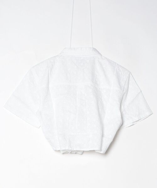 GUESS JEANS(ゲスジーンズ)の「GUESS JEANS Front Tie Top シャツ ブラウス ショート丈(シャツ/ブラウス・レディース・ネイビー/ホワイト・X-SMALL/SMALL/MEDIUM)」の4枚目の写真