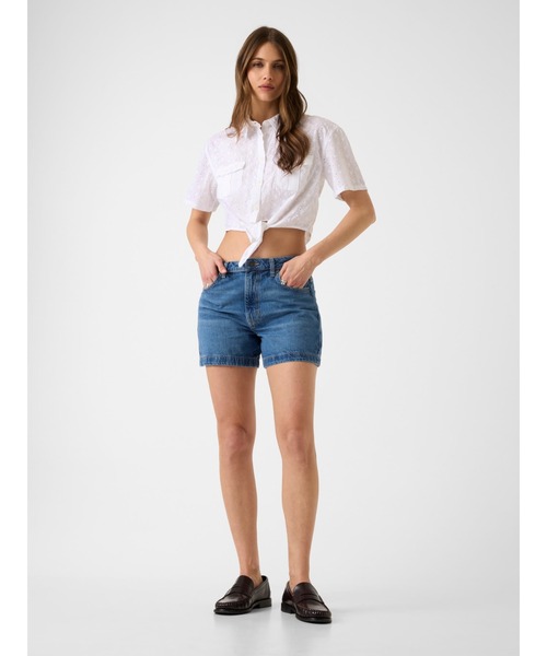 GUESS JEANS(ゲスジーンズ)の「GUESS JEANS Front Tie Top シャツ ブラウス ショート丈(シャツ/ブラウス・レディース・ネイビー/ホワイト・X-SMALL/SMALL/MEDIUM)」の7枚目の写真