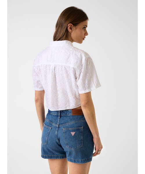 GUESS JEANS(ゲスジーンズ)の「GUESS JEANS Front Tie Top シャツ ブラウス ショート丈(シャツ/ブラウス・レディース・ネイビー/ホワイト・X-SMALL/SMALL/MEDIUM)」の8枚目の写真