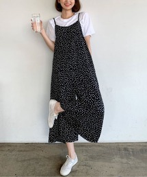 ドットキャミソールロングワンピース