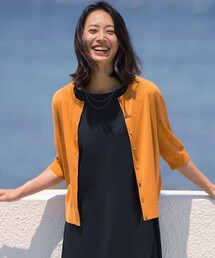 COTTON ACETATE DRY クルーネック カーディガン
