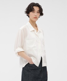 MHL. マーガレットハウエル . 丸襟 ポケット シャツ ブラウス MHL. マーガレットハウエル 丸襟 コットン ブラウス シャツ II