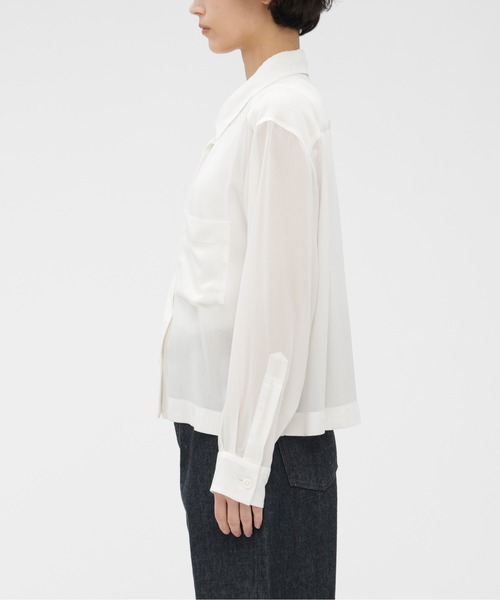 MARGARET HOWELL（マーガレットハウエル）の「CUPRA VOILE PANAMA（シャツ/ブラウス・レディース・アイボリー/ブラック・2/1）」の4枚目の写真