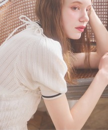 Heather | Wカラーポロニット（半袖）　670465(ニット/セーター)