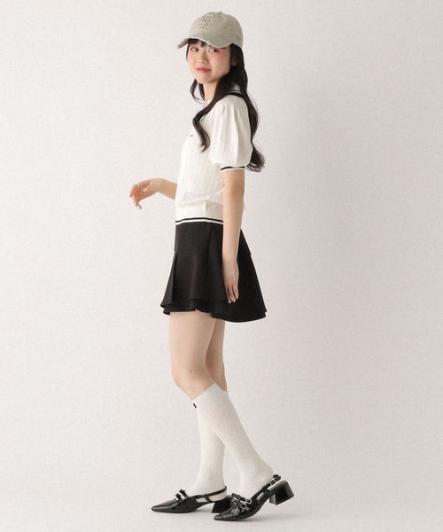 Heather(ヘザー)の「Wカラーポロニット(半袖) 670465(ニット/セーター・レディース・ネイビー/アイボリー/グレー・FREE)」の8枚目の写真
