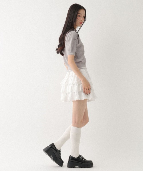 Heather(ヘザー)の「Wカラーポロニット(半袖) 670465(ニット/セーター・レディース・ネイビー/アイボリー/グレー・FREE)」の15枚目の写真