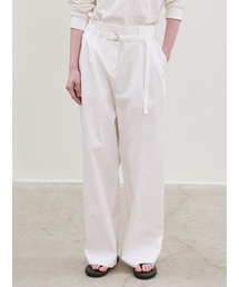 belted two-tucked pants (white)