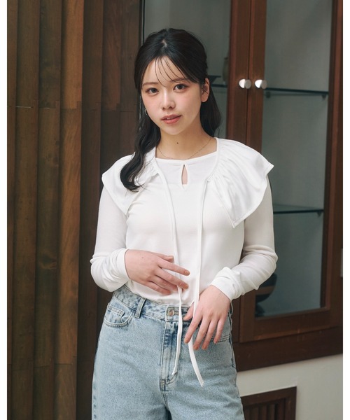moi tytto（モイテュット）の「マルチwayフリル付きリバースカットソー（Tシャツ/カットソー・レディース・ナチュラル/オフホワイト・FREE）」の10枚目の写真