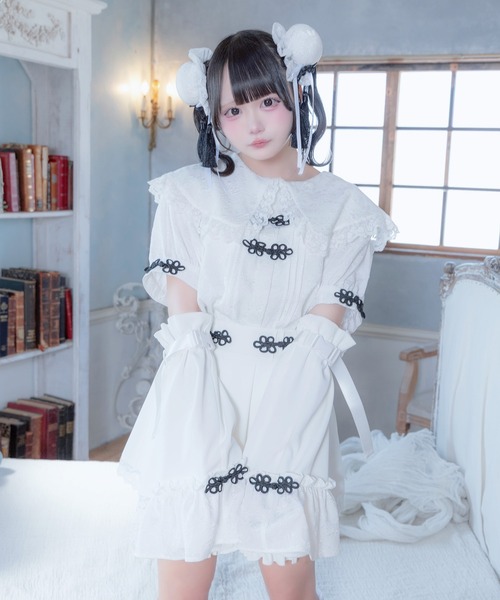 Whinny(ホワイニー)の「Whinny/《セットアップ可能♪》ぱんだおめかしぶらうす(シャツ/ブラウス・レディース・ブラック/ホワイト・FREE)」の14枚目の写真