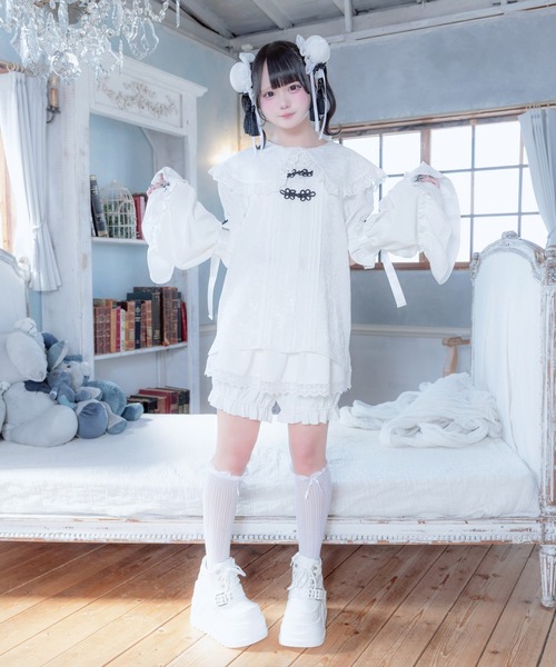 Whinny(ホワイニー)の「Whinny/《セットアップ可能♪》ぱんだおめかしぶらうす(シャツ/ブラウス・レディース・ブラック/ホワイト・FREE)」の16枚目の写真