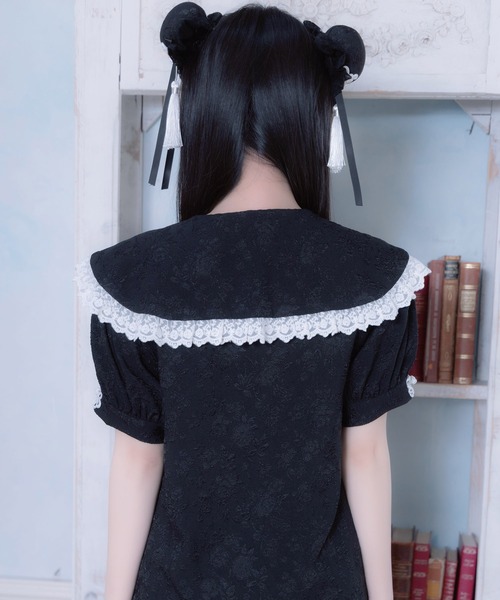 Whinny(ホワイニー)の「Whinny/《セットアップ可能♪》ぱんだおめかしぶらうす(シャツ/ブラウス・レディース・ブラック/ホワイト・FREE)」の4枚目の写真