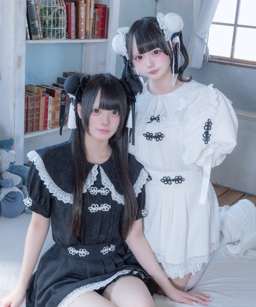 Whinny(ホワイニー)の「Whinny/《セットアップ可能♪》ぱんだおめかしぶらうす(シャツ/ブラウス・レディース・ブラック/ホワイト・FREE)」の9枚目の写真
