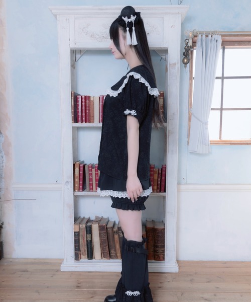 Whinny(ホワイニー)の「Whinny/《セットアップ可能♪》ぱんだおめかしぶらうす(シャツ/ブラウス・レディース・ブラック/ホワイト・FREE)」の6枚目の写真