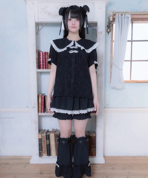 Whinny(ホワイニー)の「Whinny/《セットアップ可能♪》ぱんだおめかしぶらうす(シャツ/ブラウス・レディース・ブラック/ホワイト・FREE)」の5枚目の写真