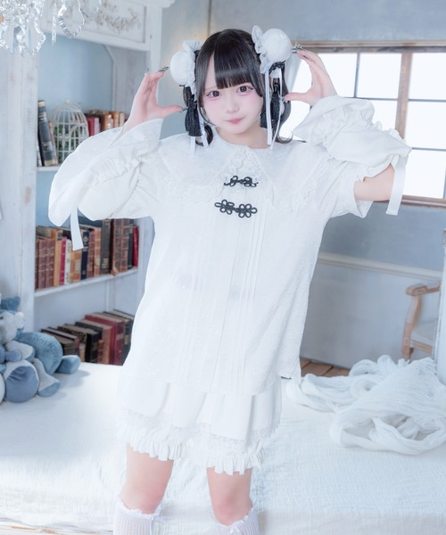 Whinny(ホワイニー)の「Whinny/《セットアップ可能♪》ぱんだおめかしぶらうす(シャツ/ブラウス・レディース・ブラック/ホワイト・FREE)」の15枚目の写真