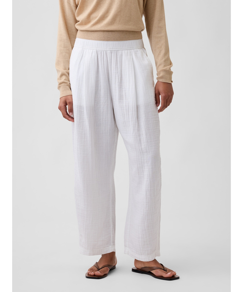 GAP（ギャップ）の「ミッドライズ プルオン バレル ガーゼパンツ（その他パンツ・レディース・ブルー/ピンク/ホワイト/ブラウン/ブラック・XXS/L/M/S/XS）」の2枚目の写真