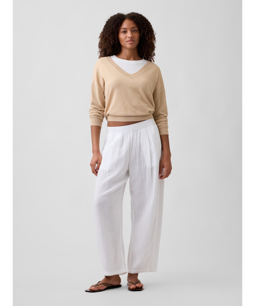 GAP（ギャップ）の「ミッドライズ プルオン バレル ガーゼパンツ（その他パンツ・レディース・ブルー/ピンク/ホワイト/ブラウン/ブラック・XXS/L/M/S/XS）」の10枚目の写真