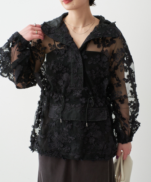 Spick & Span(スピックアンドスパン)の「《一部店舗+WEB限定》LAYAS/レイヤーズ 別注レースアノラック(その他アウター・レディース・ブラック/ホワイト・FREE)」の5枚目の写真