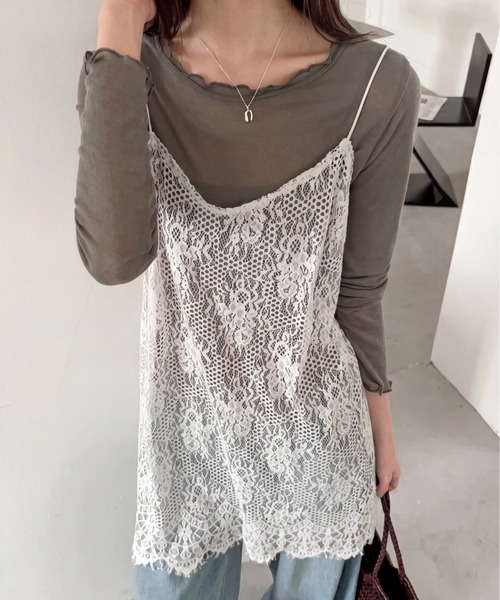 yuue' ( wear )(ユーイ)の「レイヤードにピッタリ◎総レースチュニックキャミワンピース(ワンピース・レディース・ホワイト/ブラック・FREE)」の2枚目の写真