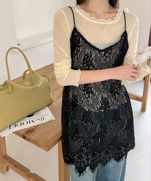 yuue' ( wear )(ユーイ)の「レイヤードにピッタリ◎総レースチュニックキャミワンピース(ワンピース・レディース・ホワイト/ブラック・FREE)」の11枚目の写真