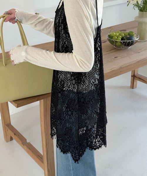 yuue' ( wear )(ユーイ)の「レイヤードにピッタリ◎総レースチュニックキャミワンピース(ワンピース・レディース・ホワイト/ブラック・FREE)」の13枚目の写真