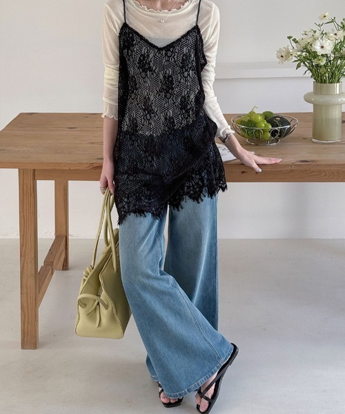 yuue' ( wear )(ユーイ)の「レイヤードにピッタリ◎総レースチュニックキャミワンピース(ワンピース・レディース・ホワイト/ブラック・FREE)」の15枚目の写真